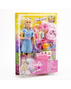 Muñeca Barbie viajera 15pzas +3a