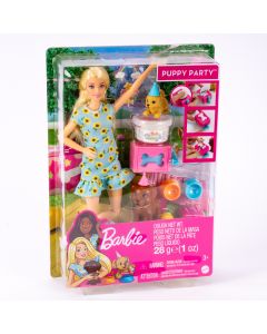 Muñeca Barbie con accesorios para fiesta perritos +3a