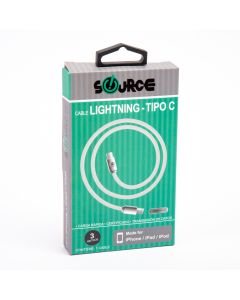 Cable source lightning tipo C 3m