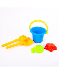 Balde plástico redondo con accesorios para juego playa 5pzas 