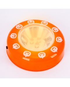 Luz plástica circular estampado calabaza naranja y blanco