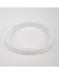 Plato plastico plano liso borde con relieve #6 15.2cm 12und blanco