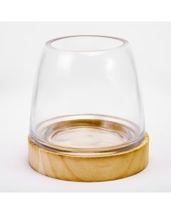 Adorno vidrio liso base madera 