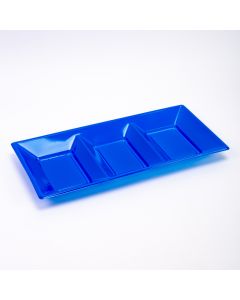 Bandeja plástica rectangular 3 divisiones 3und azul